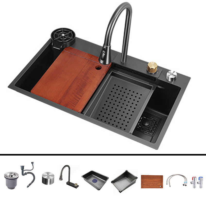 Modern Workstation Ledge Stainless Steel with Accessories and Basket Strainer Bar Sink