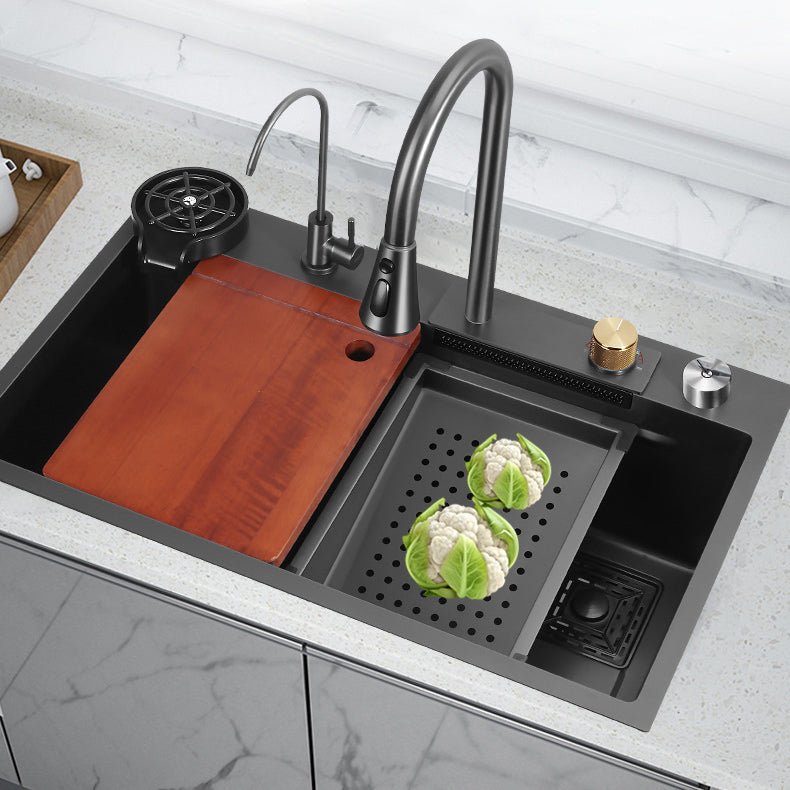 Modern Workstation Ledge Stainless Steel with Accessories and Basket Strainer Bar Sink