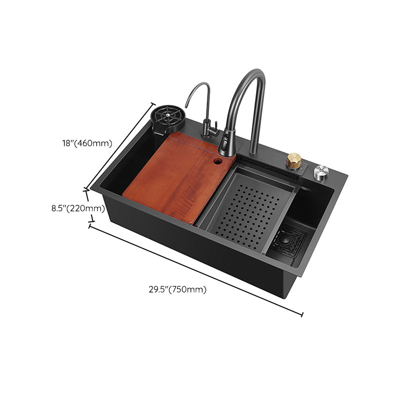 Modern Workstation Ledge Stainless Steel with Accessories and Basket Strainer Bar Sink