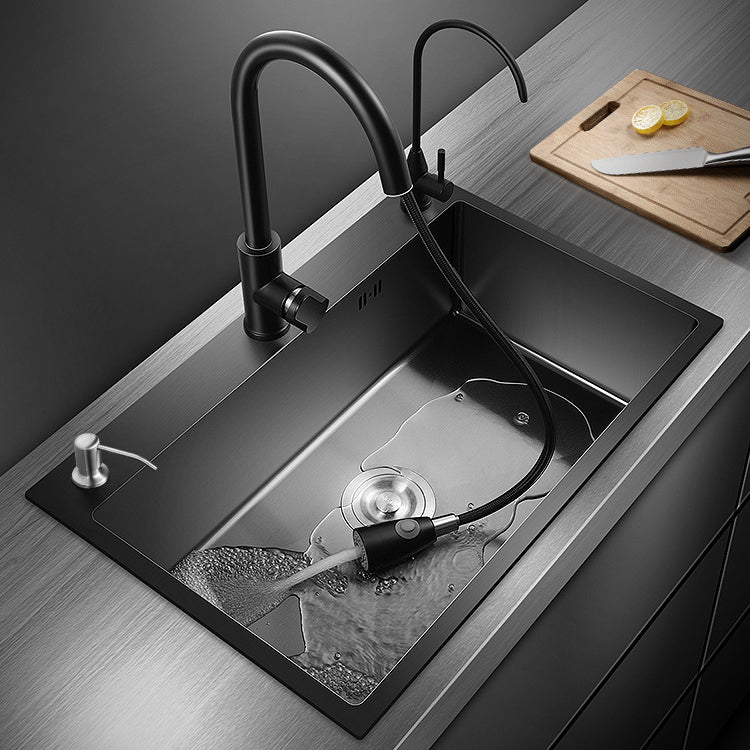 Modern Kitchen Sink Stainless Steel with Grid and Strainer Top-Mount Workstation Ledge