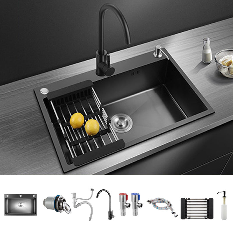 Modern Kitchen Sink Stainless Steel with Grid and Strainer Top-Mount Workstation Ledge