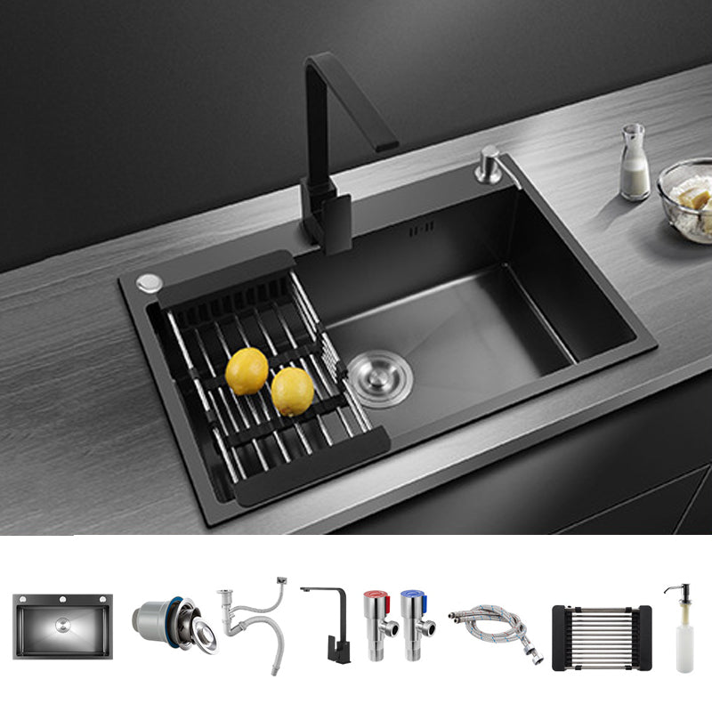 Modern Kitchen Sink Stainless Steel with Grid and Strainer Top-Mount Workstation Ledge