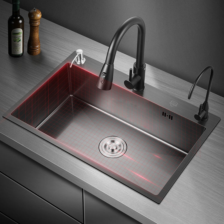 Modern Kitchen Sink Stainless Steel with Grid and Strainer Top-Mount Workstation Ledge