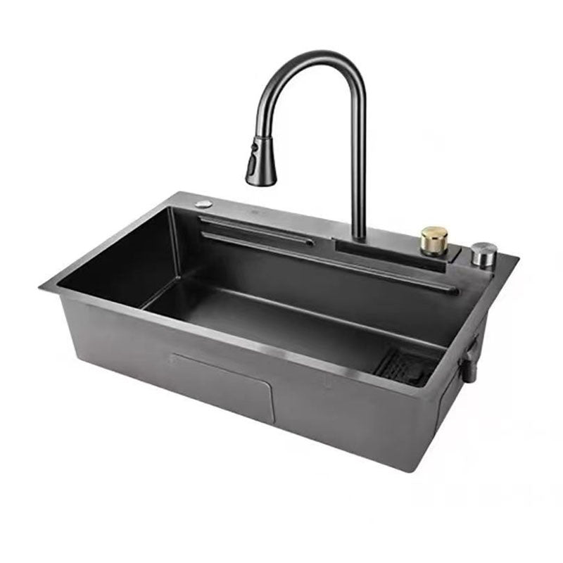 Modern Kitchen Sink Stainless Steel with Accessories and Faucet Bar Prep Sink