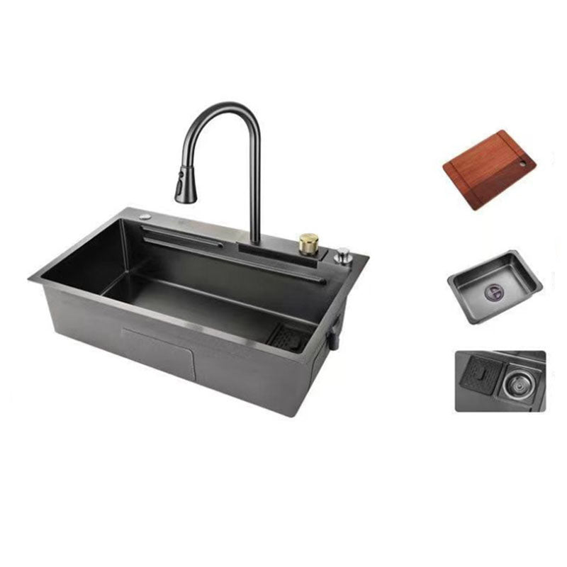 Modern Kitchen Sink Stainless Steel with Accessories and Faucet Bar Prep Sink