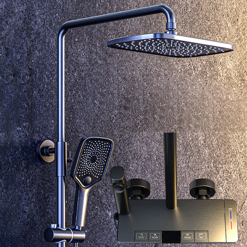 Brass Wall Mounted Shower Combo Rain Shower Set with Slide Bar Included