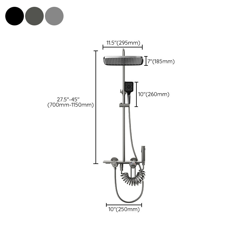 Modern Shower System Rectangle Handle Knob Wall Mounted Copper Shower System