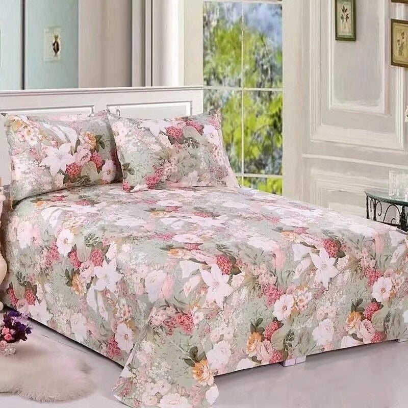 Cotton Floral Sheet Bedroom Simple Vintage National Sheet Sets