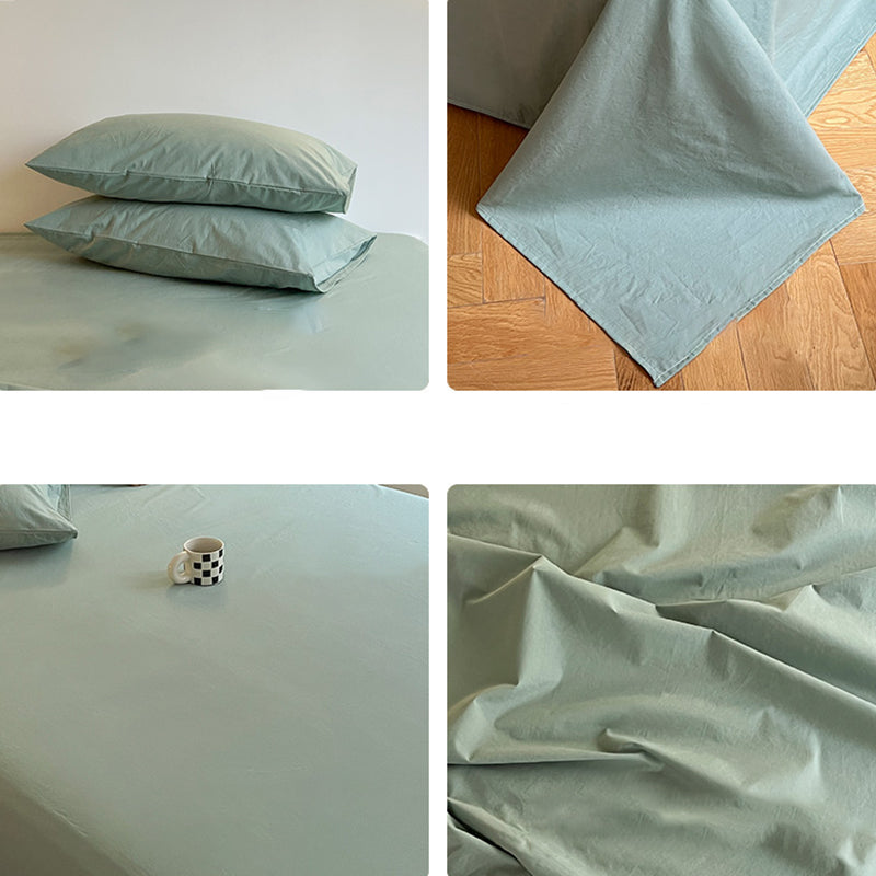 Solid Color Bed Sheet Cotton Fade Resistant Breathable Non-Pilling Sheet Set