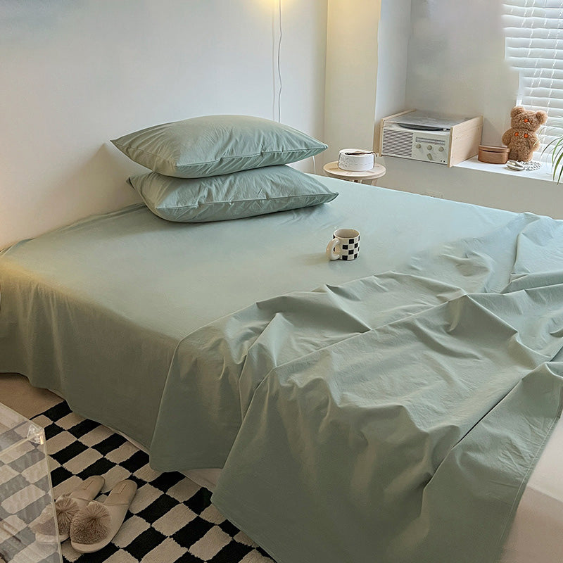 Solid Color Bed Sheet Cotton Fade Resistant Breathable Non-Pilling Sheet Set