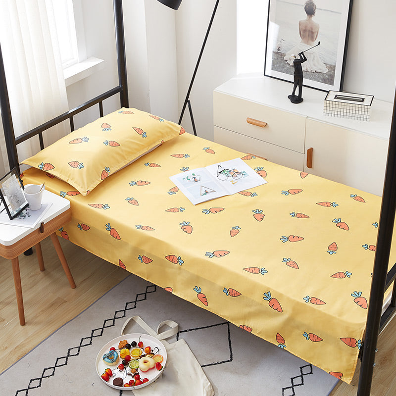 Cotton Sheet Set 3-Piece Cartoon Pattern Polyester Fade Resistant Bed Sheet