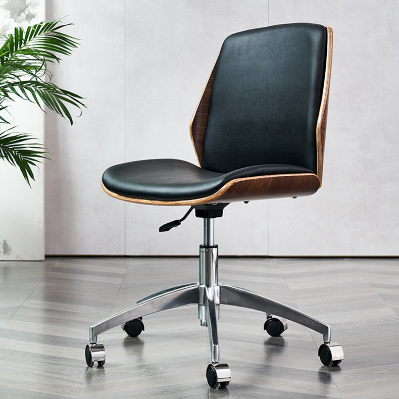 Modern Desk Chair Leather Conference Chair Mid Back Chair with Wheels