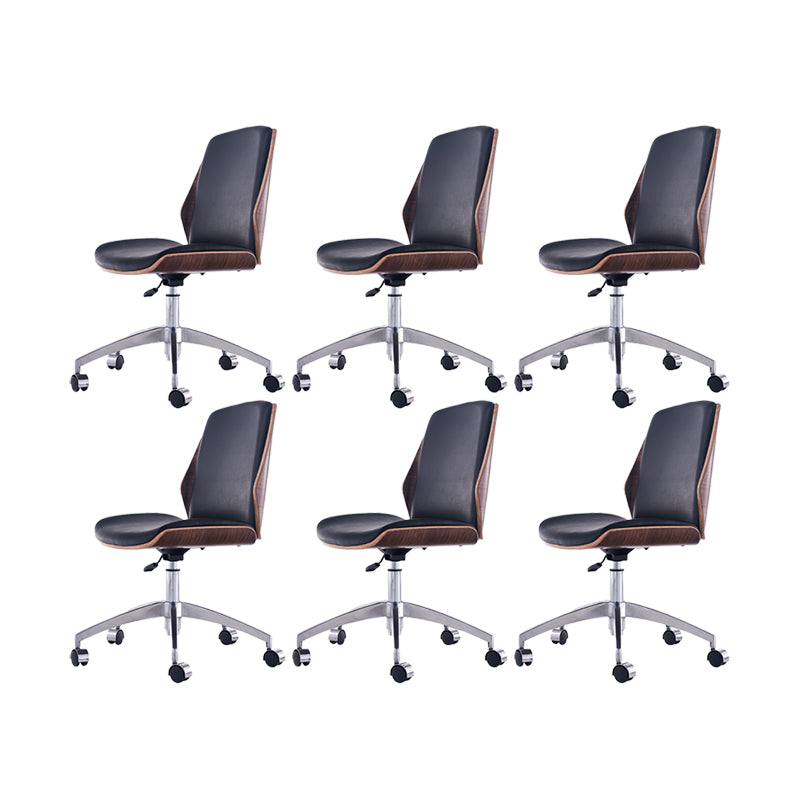 Modern Desk Chair Leather Conference Chair Mid Back Chair with Wheels