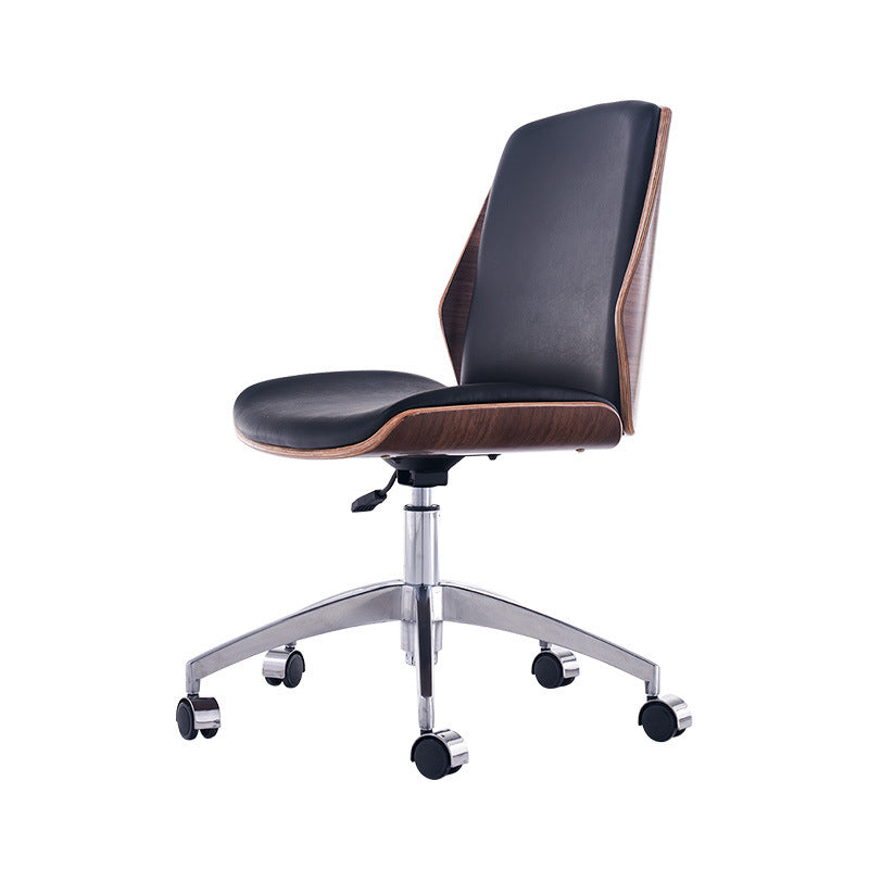 Modern Desk Chair Leather Conference Chair Mid Back Chair with Wheels