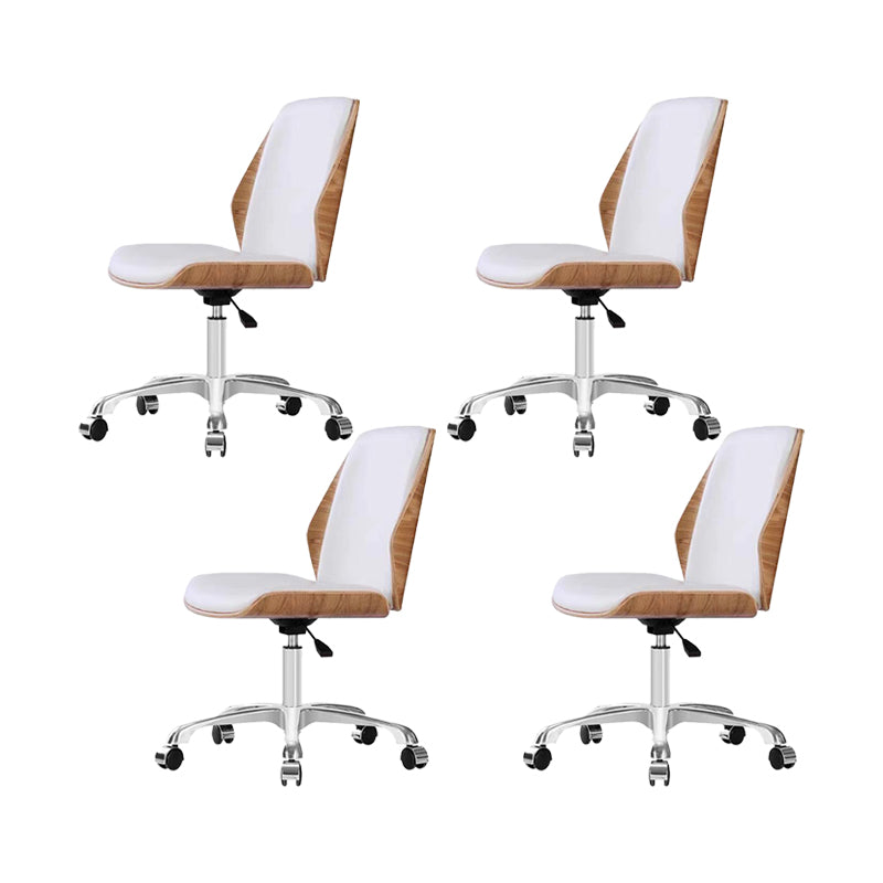 Modern Desk Chair Leather Conference Chair Mid Back Chair with Wheels