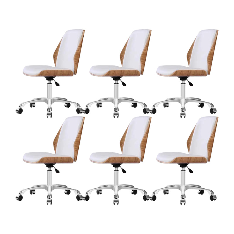 Modern Desk Chair Leather Conference Chair Mid Back Chair with Wheels