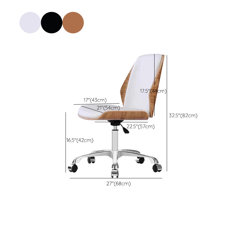 Modern Desk Chair Leather Conference Chair Mid Back Chair with Wheels