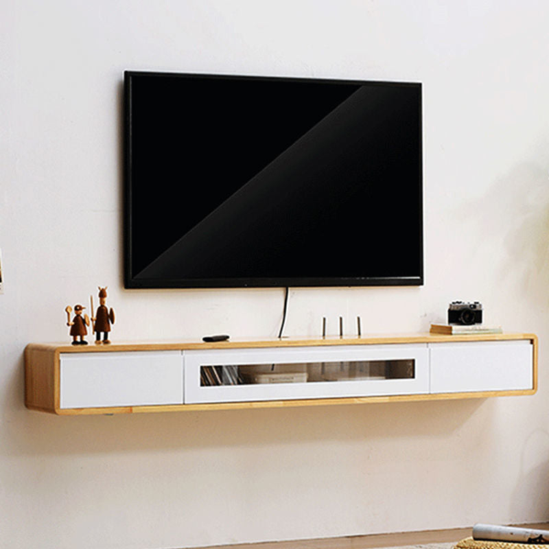 Modern Wood TV Stand Console Wall-mounted TV Media Stand with Storage for Living Room