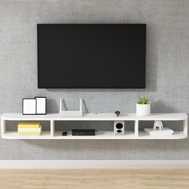 Modern Wood TV Stand Console Wall-mounted TV Media Stand with Shelves for Living Room