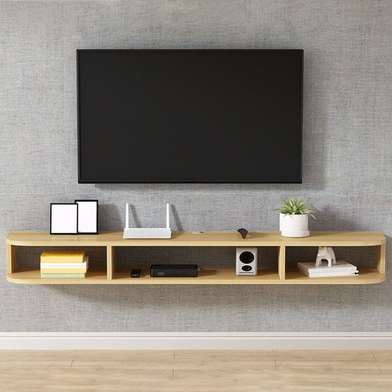 Modern Wood TV Stand Console Wall-mounted TV Media Stand with Shelves for Living Room