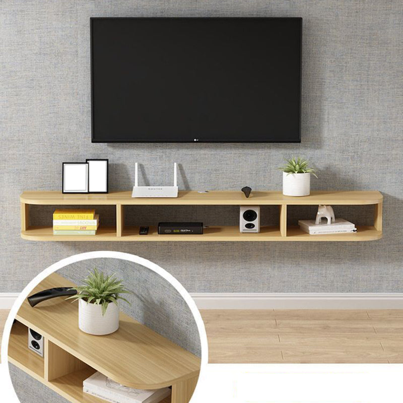 Modern Wood TV Stand Console Wall-mounted TV Media Stand with Shelves for Living Room