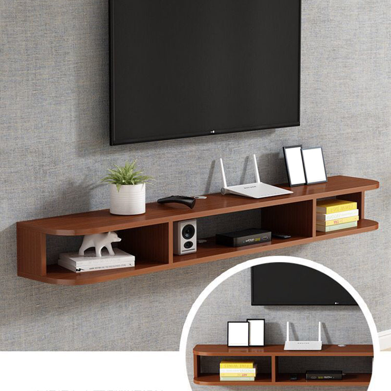 Modern Wood TV Stand Console Wall-mounted TV Media Stand with Shelves for Living Room