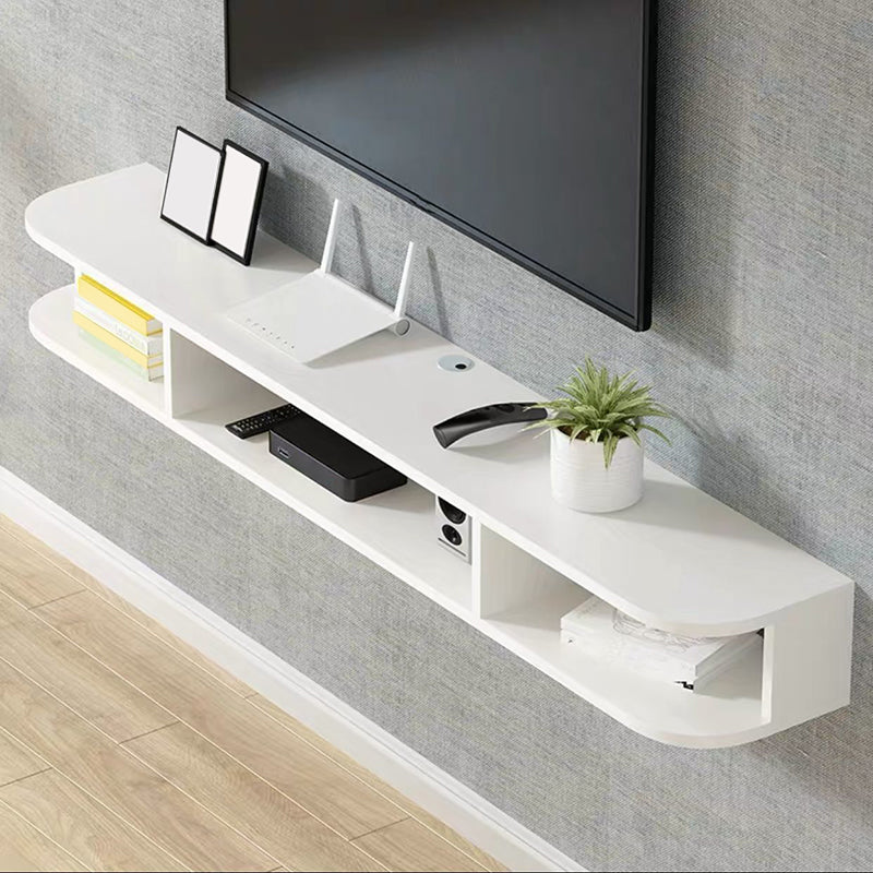 Modern Wood TV Stand Console Wall-mounted TV Media Stand with Shelves for Living Room