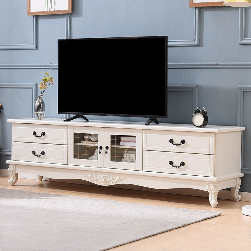 Traditional Wood TV Stand Console Enclosed Storage TV Media Stand for Living Room