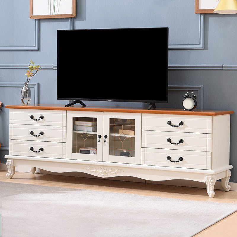 Traditional Wood TV Stand Console Enclosed Storage TV Media Stand for Living Room