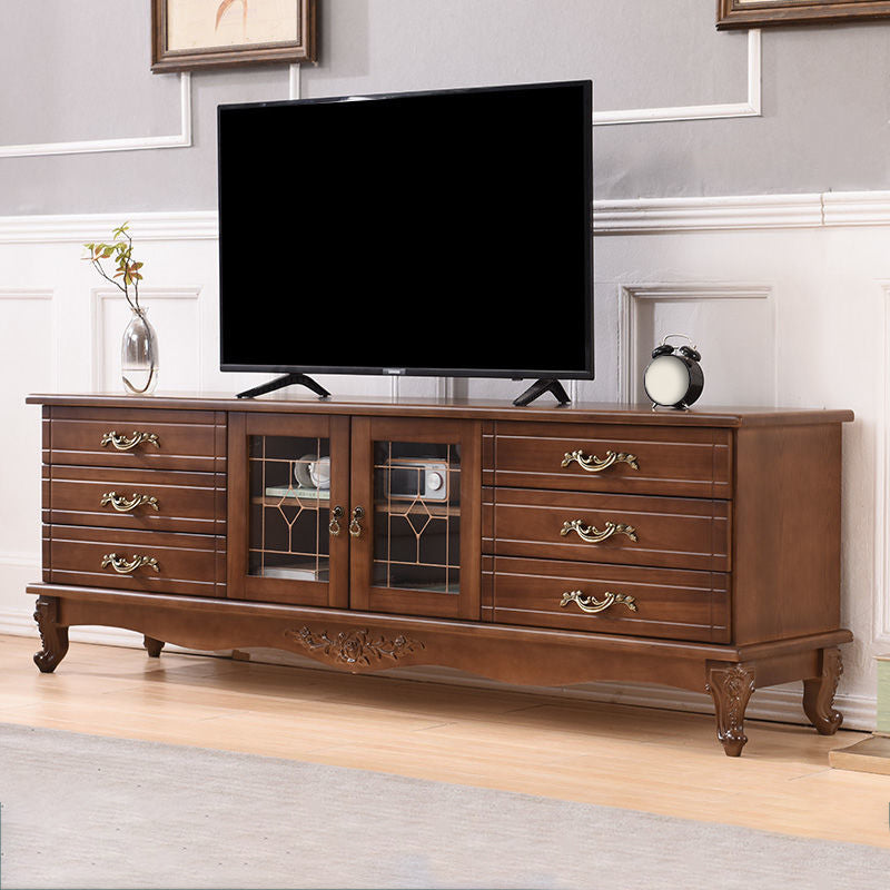 Traditional Wood TV Stand Console Enclosed Storage TV Media Stand for Living Room