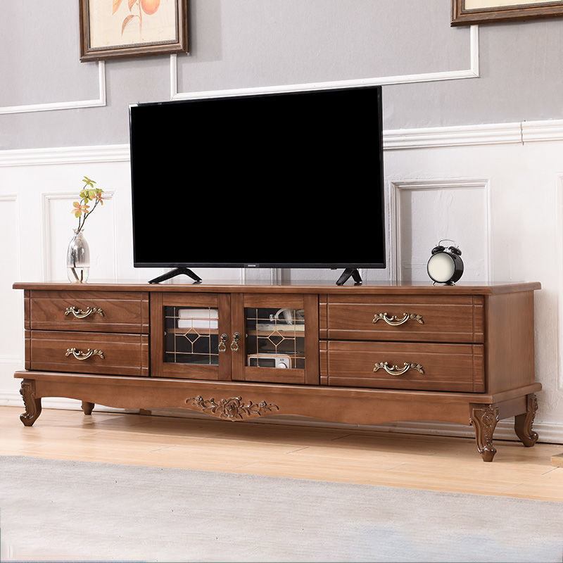 Traditional Wood TV Stand Console Enclosed Storage TV Media Stand for Living Room