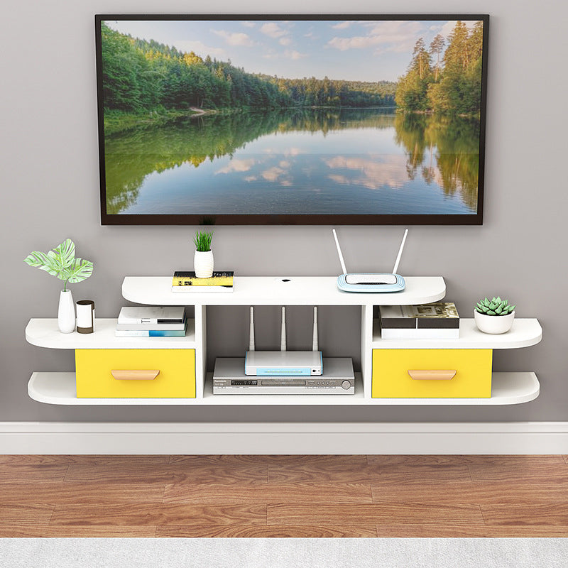 Modern Faux Wood TV Stand Console Wall-mounted TV Media Stand for Living Room