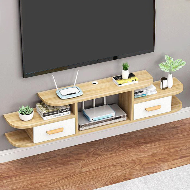 Modern Faux Wood TV Stand Console Wall-mounted TV Media Stand for Living Room