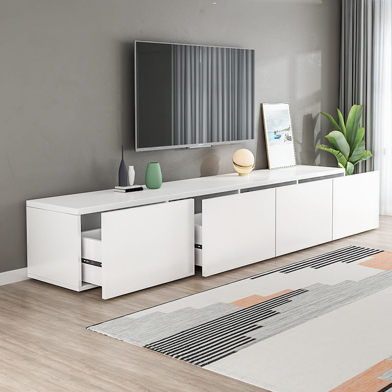 Contemporary Wood White TV Stand Console Enclosed Storage TV Media Stand for Living Room