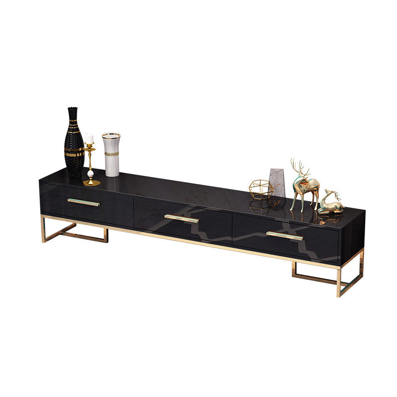 Glam TV Media Console Glass Media Console TV Stand with 3 Drawers