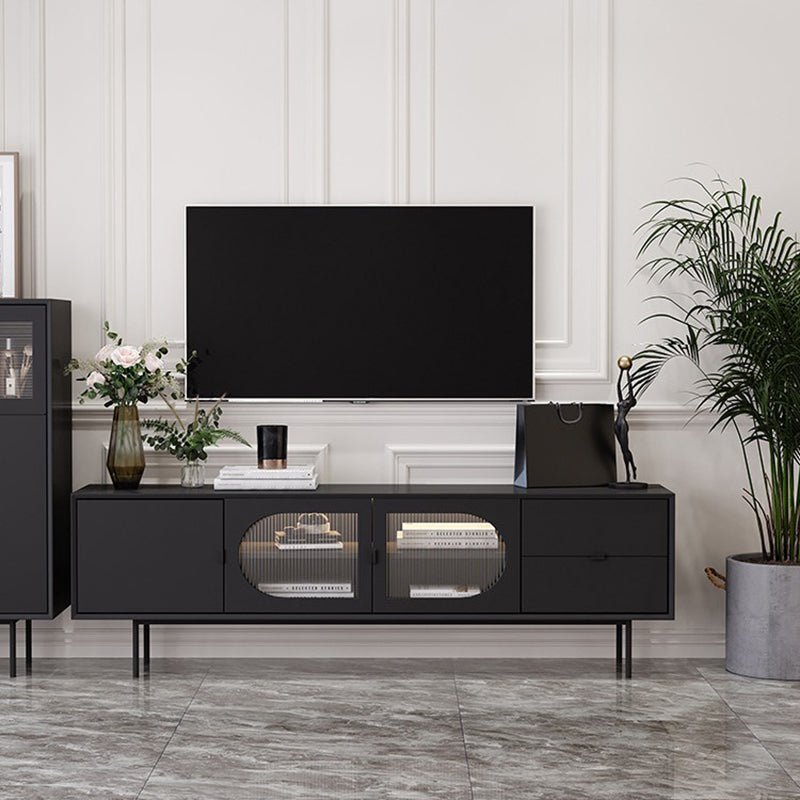 Modern Pine TV Stand Console Enclosed Storage TV Media Stand for Living Room