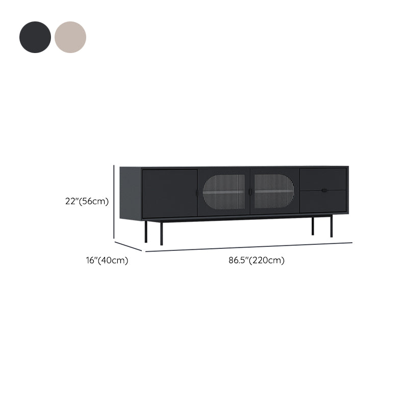 Modern Pine TV Stand Console Enclosed Storage TV Media Stand for Living Room