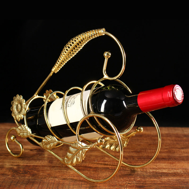 Industrial Metal Wine Rack Free-Stand Tabletop Wine Bottle & Glass Rack for Kitchen