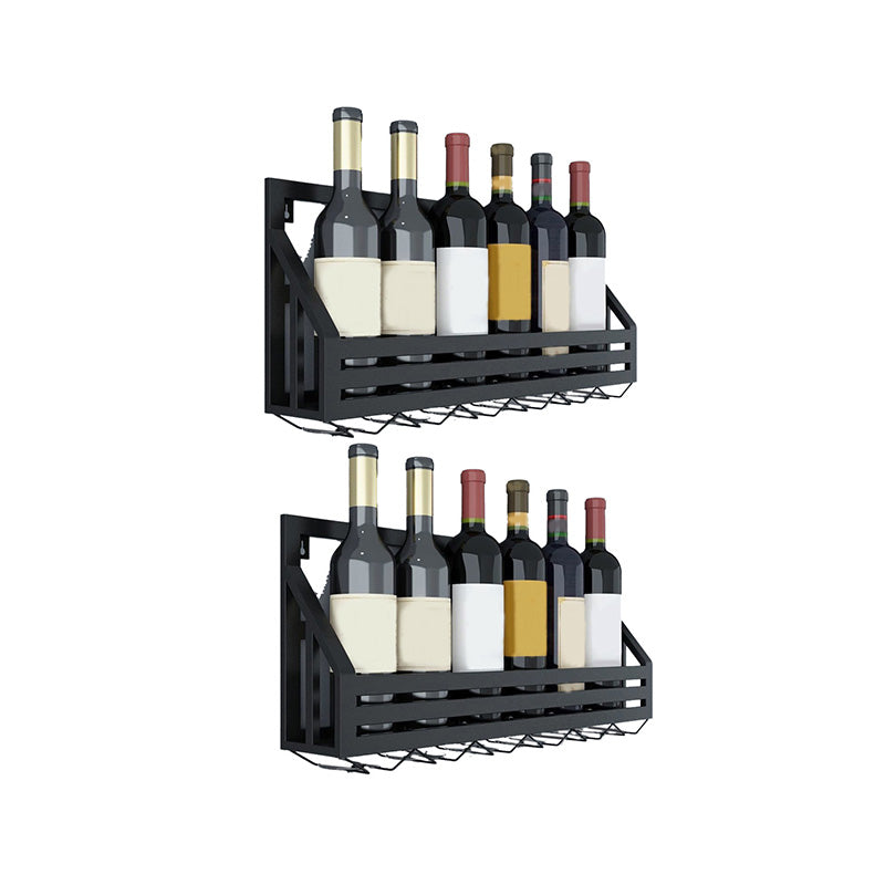 Metal Wall Mounted Wine Bottle & Glass Rack Modern Wine Holder for Kitchen