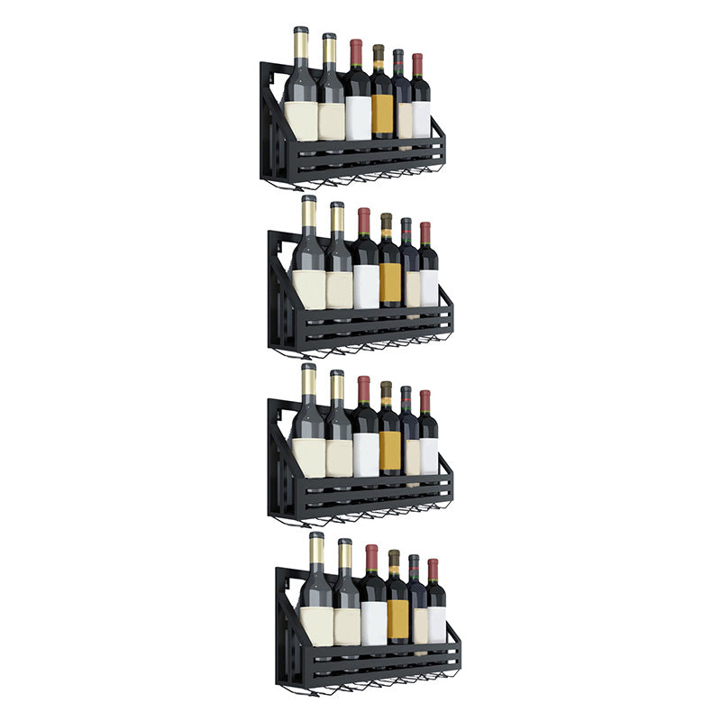 Metal Wall Mounted Wine Bottle & Glass Rack Modern Wine Holder for Kitchen