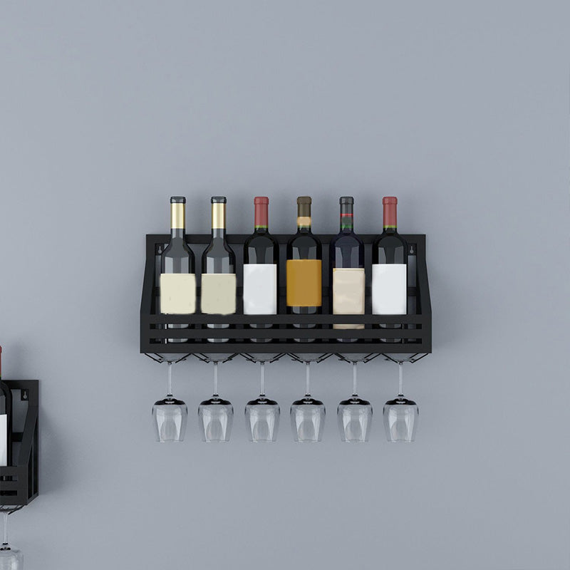 Metal Wall Mounted Wine Bottle & Glass Rack Modern Wine Holder for Kitchen