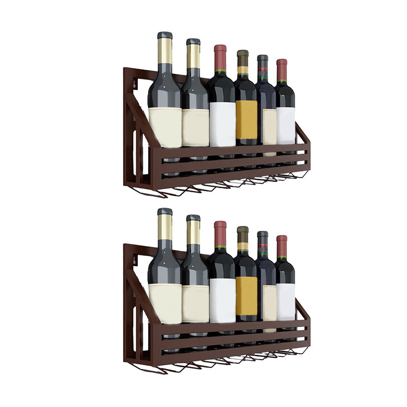 Metal Wall Mounted Wine Bottle & Glass Rack Modern Wine Holder for Kitchen