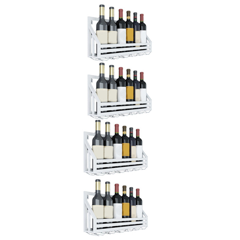 Metal Wall Mounted Wine Bottle & Glass Rack Modern Wine Holder for Kitchen