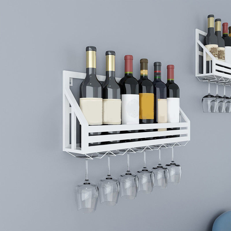 Metal Wall Mounted Wine Bottle & Glass Rack Modern Wine Holder for Kitchen