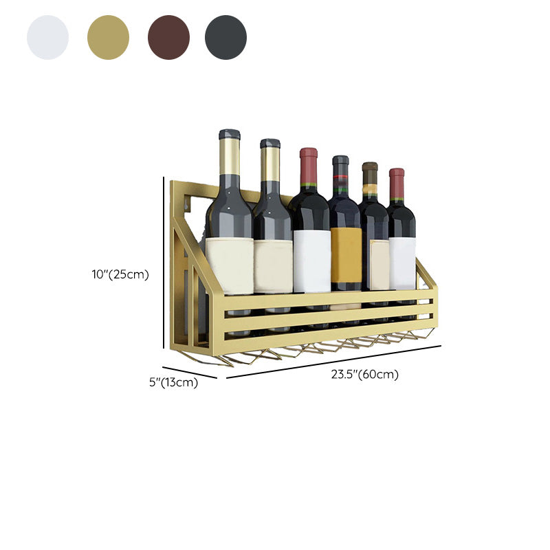 Metal Wall Mounted Wine Bottle & Glass Rack Modern Wine Holder for Kitchen