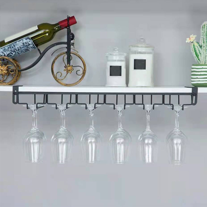 Contemporary Hanging Wine Glass Rack Stemware Holder for Kitchen