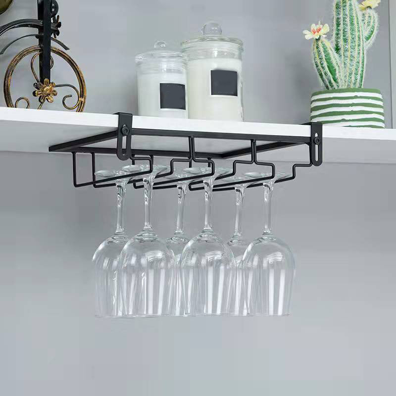 Contemporary Hanging Wine Glass Rack Stemware Holder for Kitchen