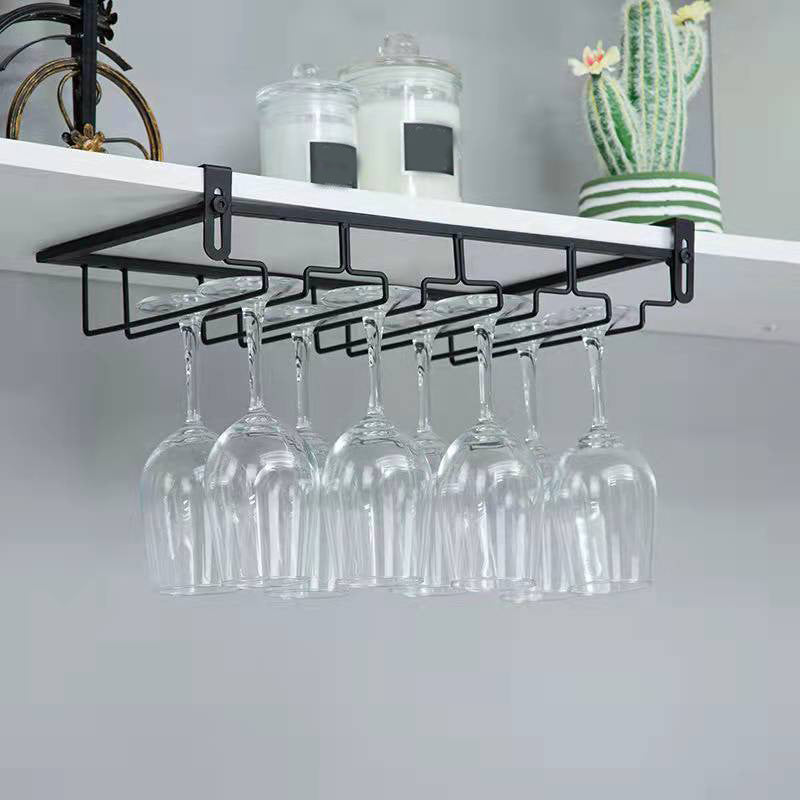 Contemporary Hanging Wine Glass Rack Stemware Holder for Kitchen