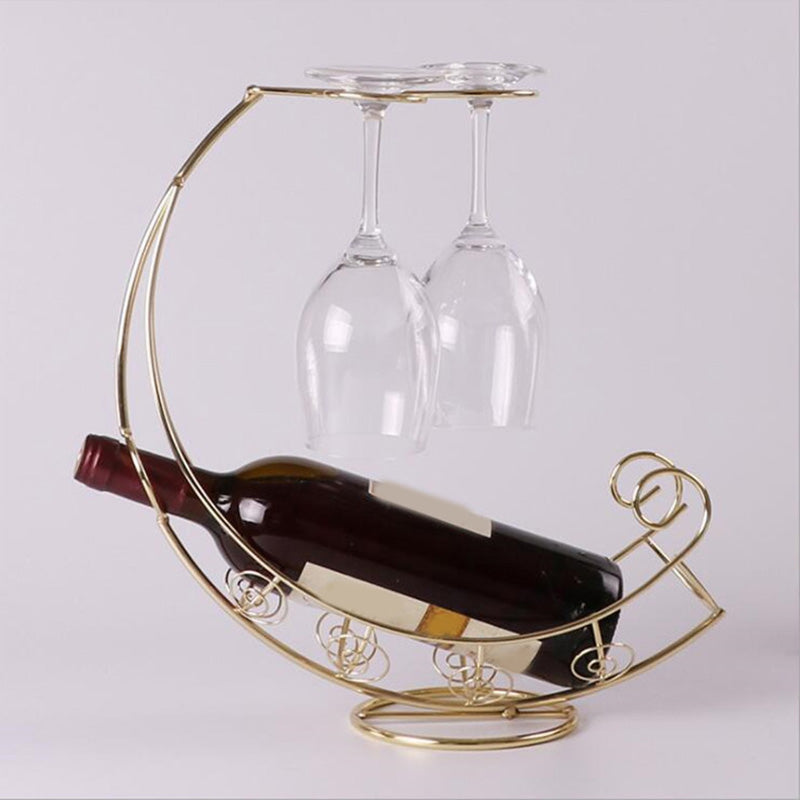 Modern Metal Wine Bottle Rack Countertop Bottle Holder for Living Room