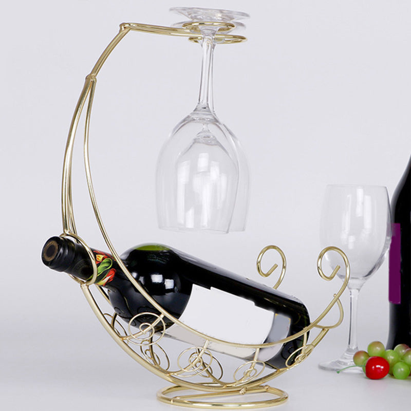 Modern Metal Wine Bottle Rack Countertop Bottle Holder for Living Room